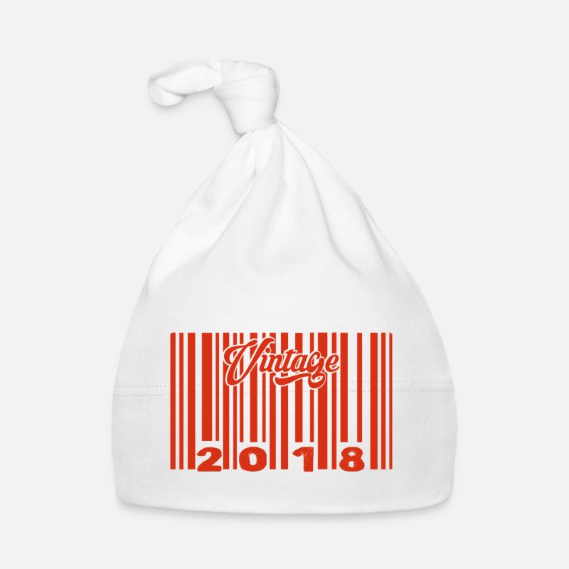 vintage 2018 né en 2018 7 ans bar code anniversair Bonnet bio Bébé