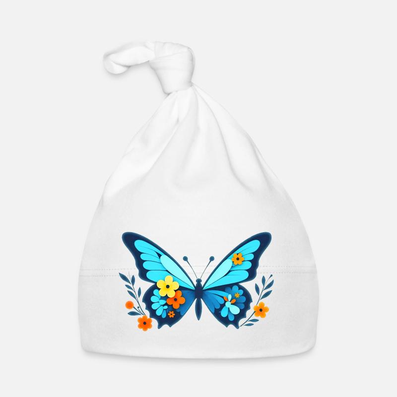 Butterfly with flowers Organic Baby Cap
