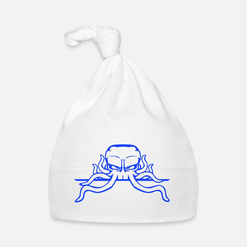 Oktopus Kraken Schild hinter Mauer Tasche Rahmen Baby Bio-Mütze