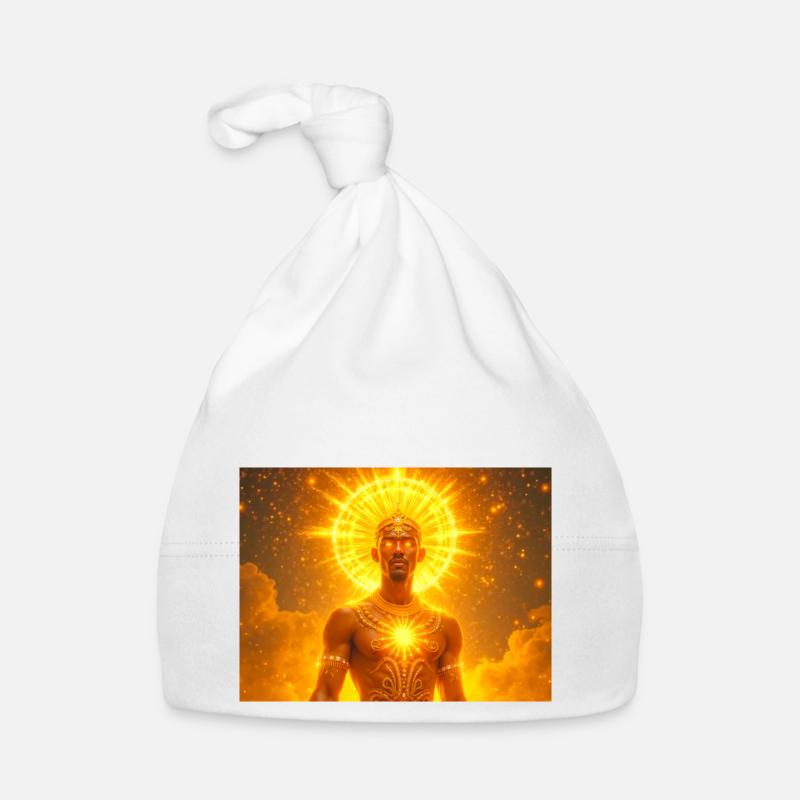Olorun – Dieu du soleil yoruba, divinité céleste de la lumière - Bonnet bio Bébé - blanc