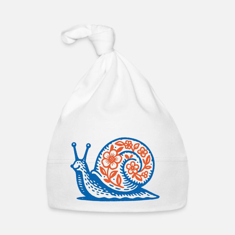 Retro Blue and Red Snail Organic Baby Cap