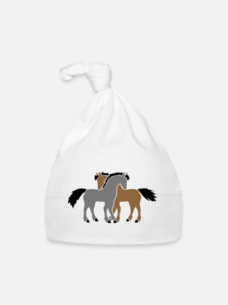 2 Horses Team Pony Foal Couple In Love Friends - Organic Baby Cap - white - Front
