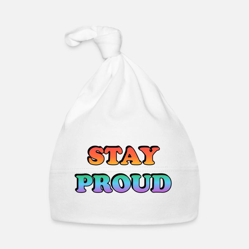 Stay Proud Rainbow Text Baby Bio-Mütze