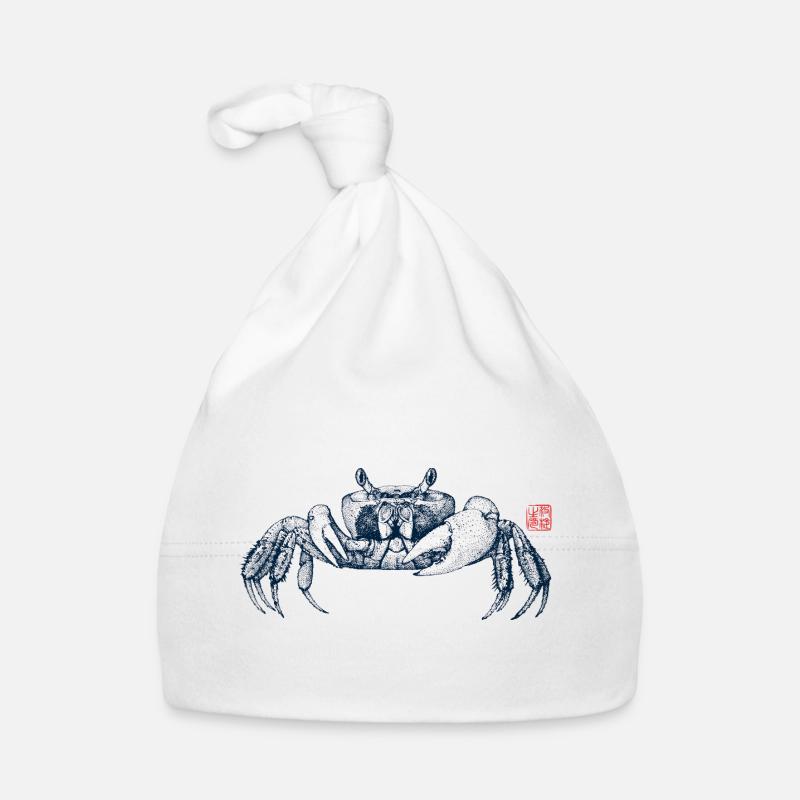 Crabe winker avec tampon kanji Bonnet bio Bébé