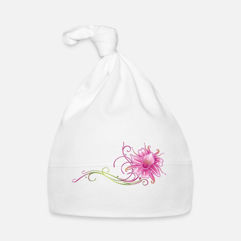 Bunte Orchidee, Ranke in pink und grün Baby Bio-Mütze