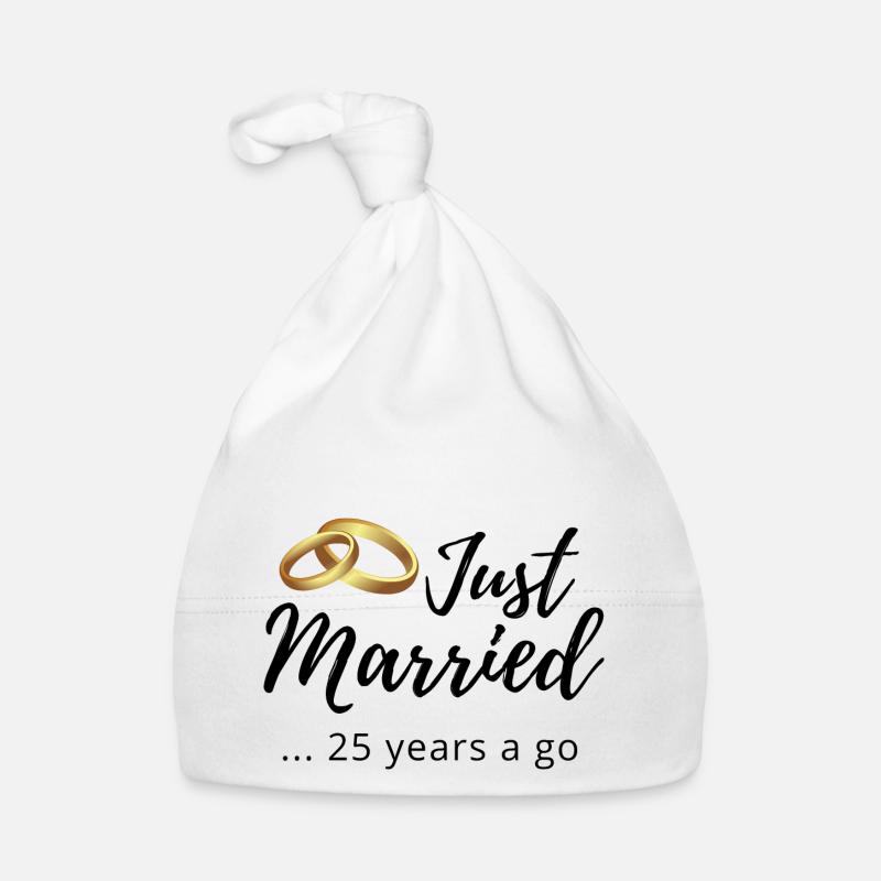 25th Wedding Anniversary - Organic Baby Cap - white