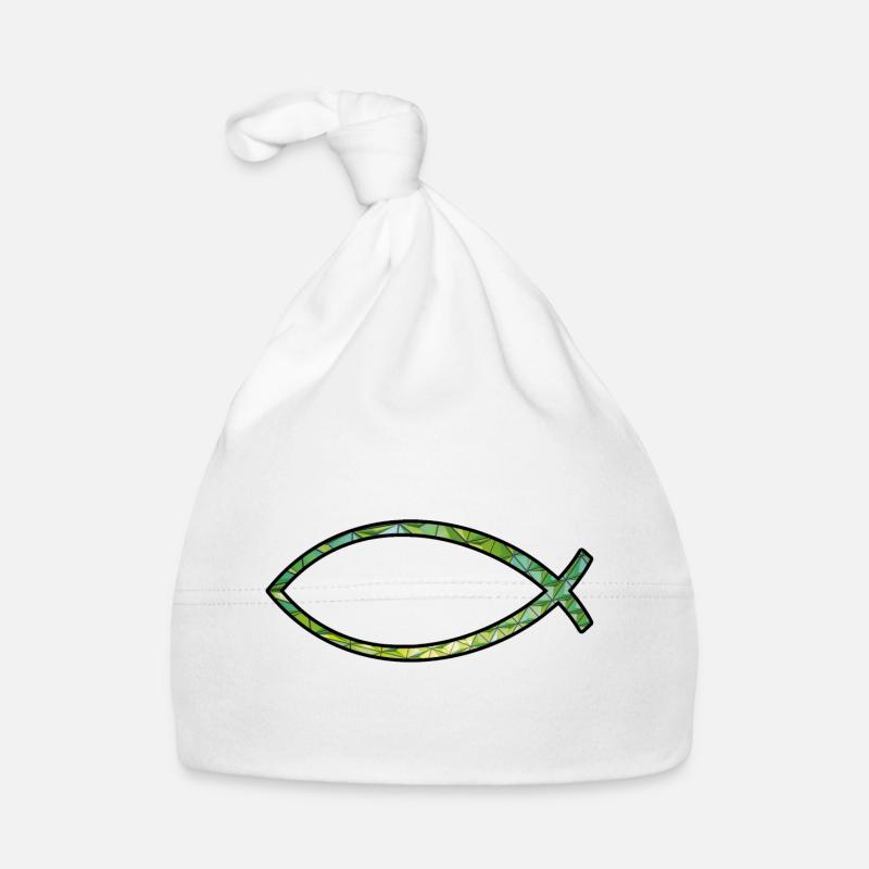 Ichtus fish (diamond, green) Organic Baby Cap