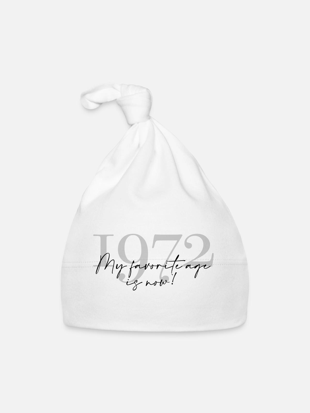 Millésime Année 1972 Script - Bonnet bio Bébé - blanc - Devant