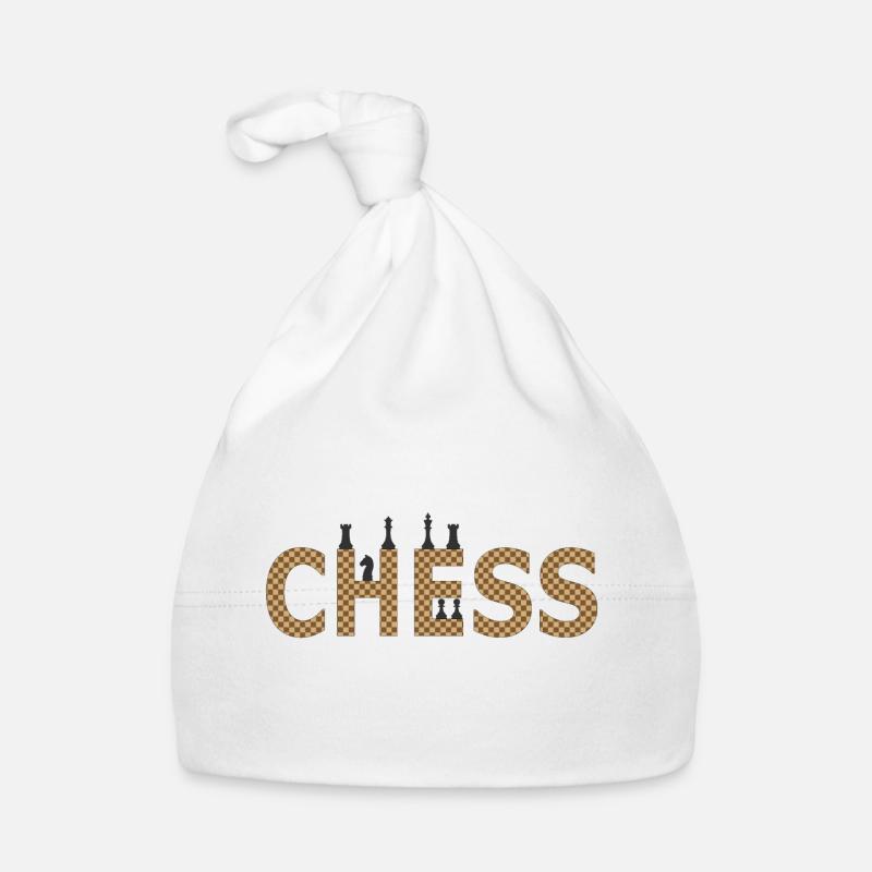 Echecs à la silhouette contrastée - Bonnet bio Bébé - blanc
