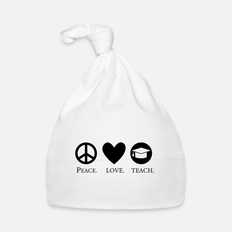 Peace Love Teach Lehrer Pädagoge Baby Bio-Mütze