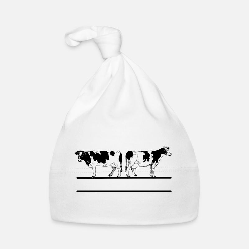 Black white cows monogram Organic Baby Cap