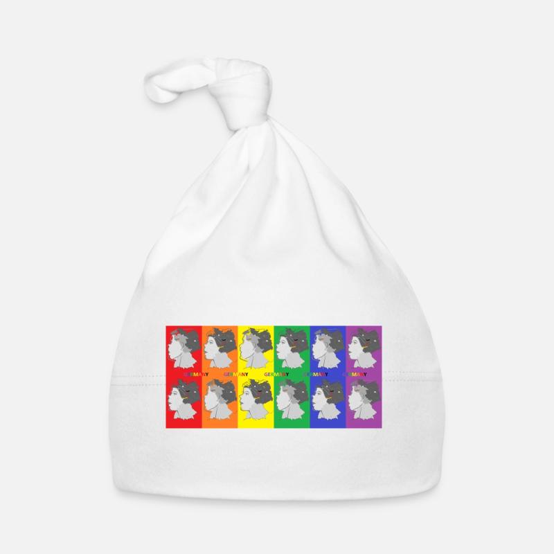 Femme avec illustration pop art colorée Bonnet bio Bébé