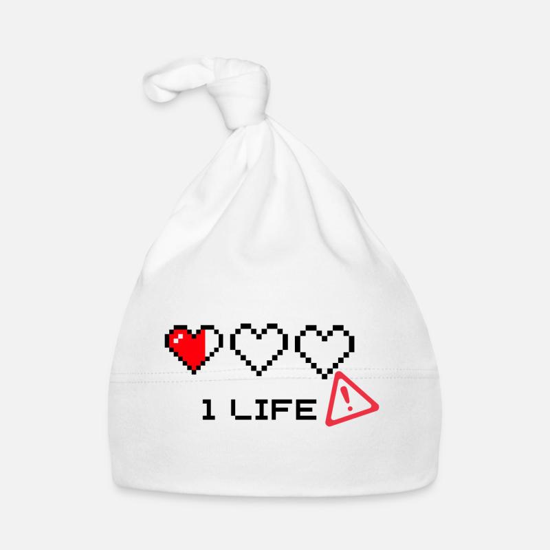 Duo de cœurs de pixels et symboles d’avertissement - Bonnet bio Bébé - blanc