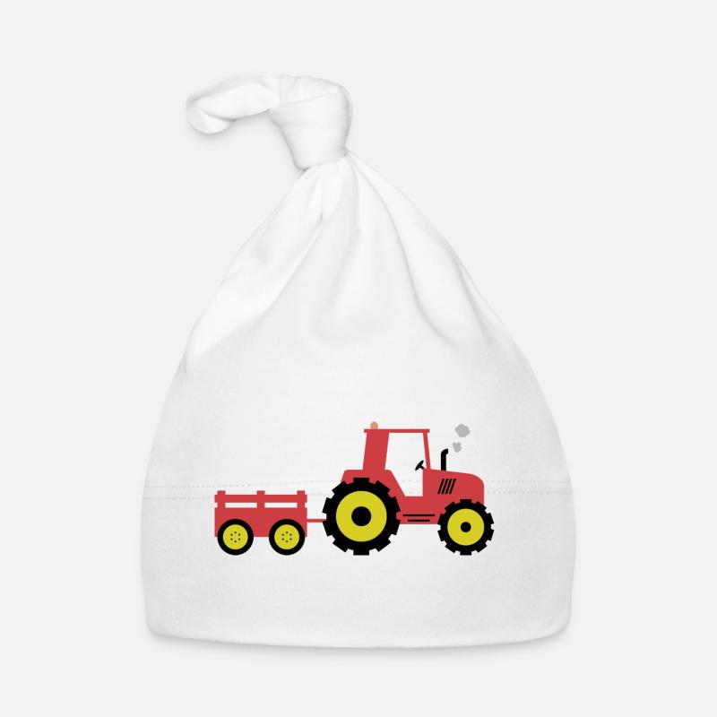 Red Tractor & Trailer Organic Baby Cap
