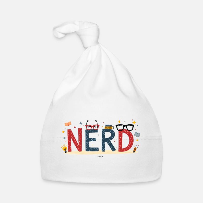 Nerd mit Riesenbuchstaben und Brille Baby Bio-Mütze