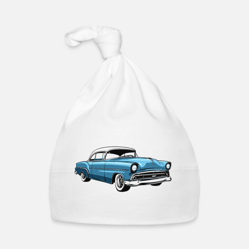 Retro US car in blue Organic Baby Cap