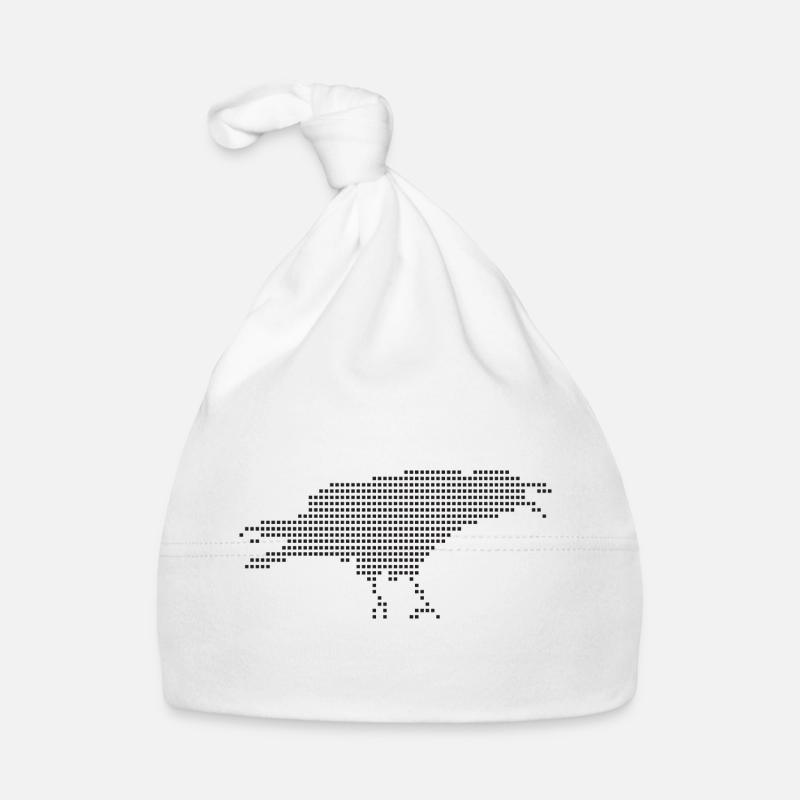 Raven Pixel Dot Silhouette - Baby Bio-Mütze - Weiß