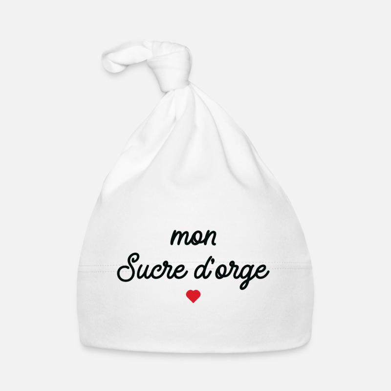 Mon Sucre d'Orge Script Cœur Rouge Bonnet bio Bébé