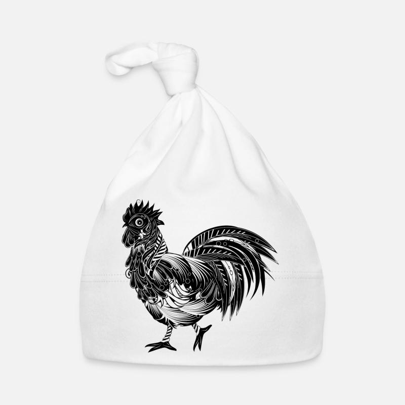 Un coq richement décoré Bonnet bio Bébé