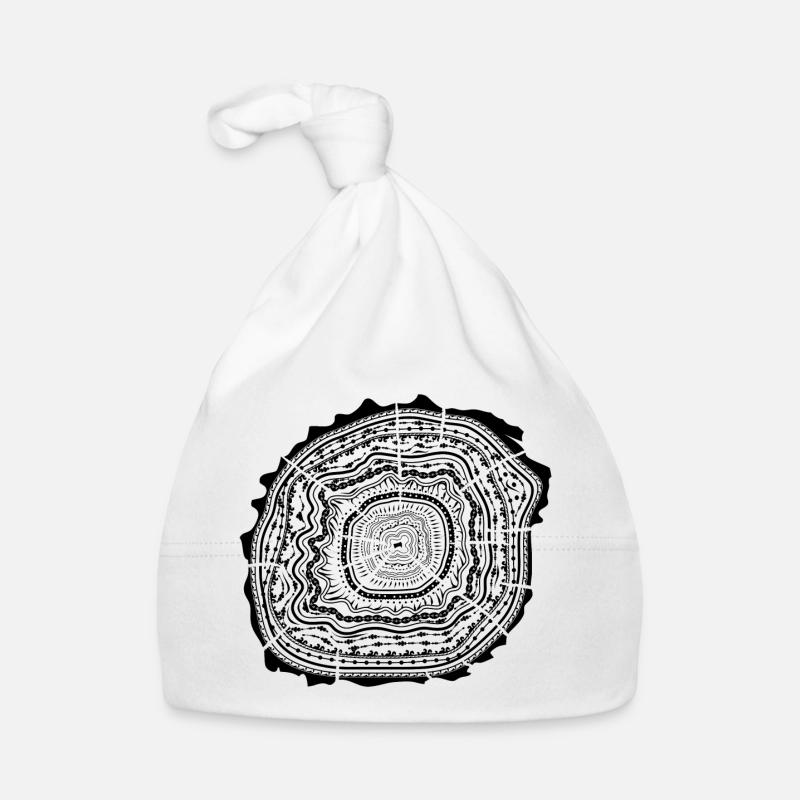 Holzscheibe mit Rinde - Baumringe Baby Bio-Mütze