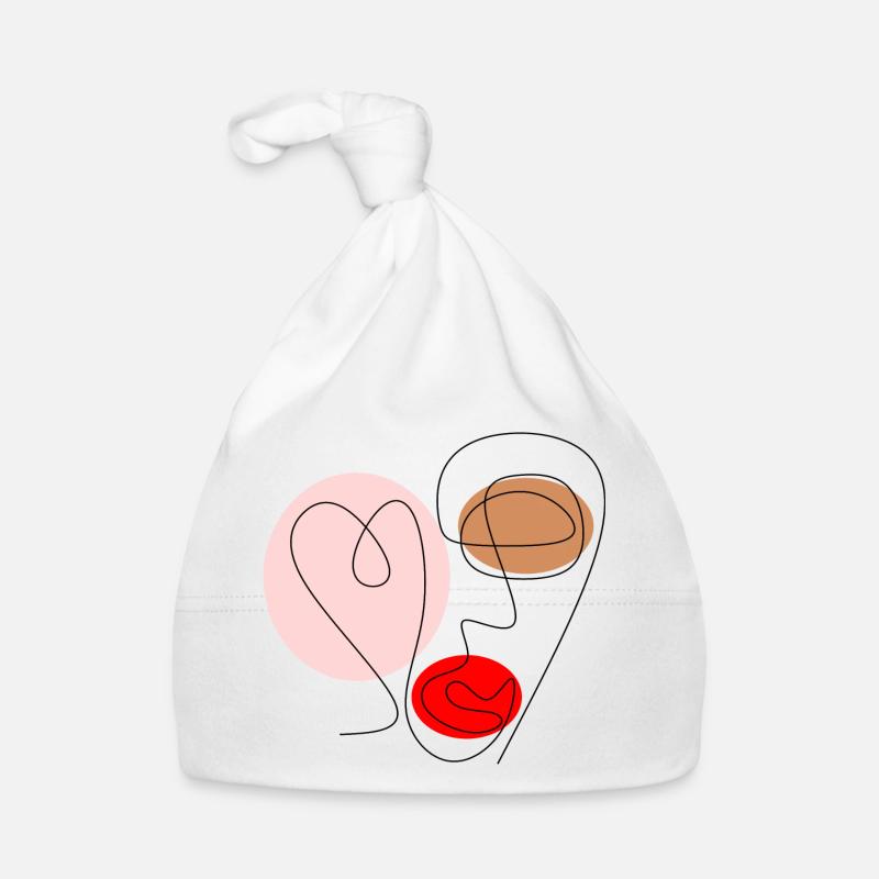 Face de dessin au trait - Bonnet bio Bébé - blanc