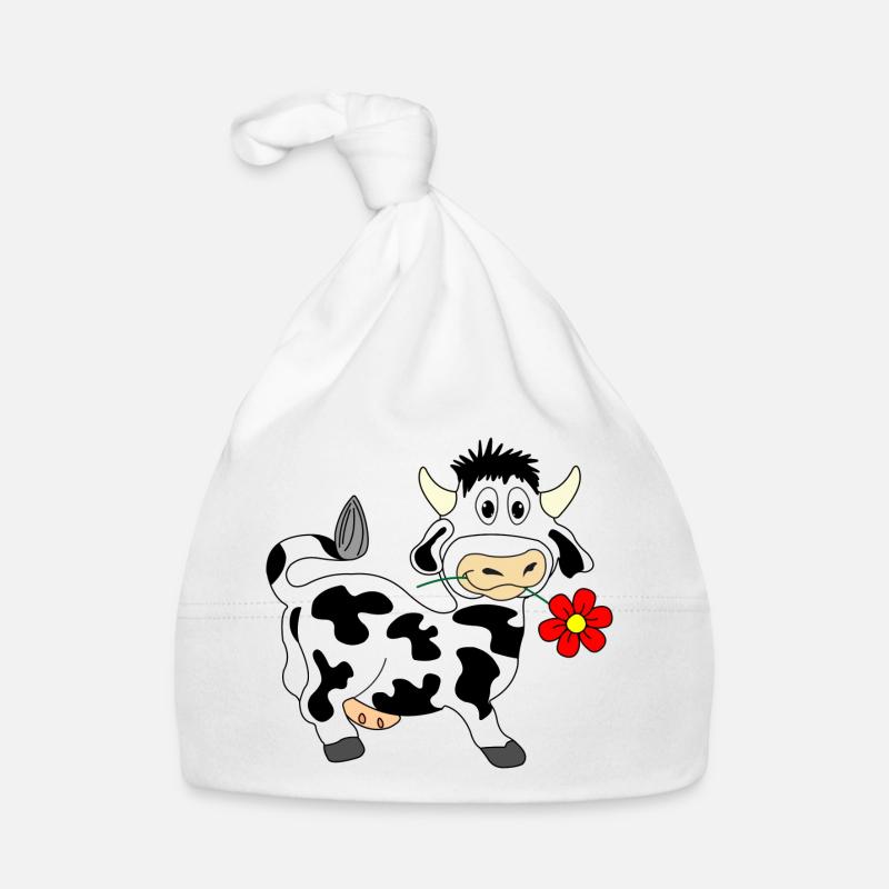 Vache avec une fleur dans la bouche Bonnet bio Bébé