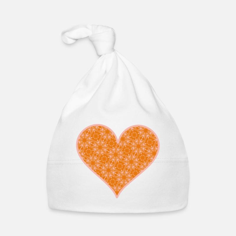 Heart orange pink Organic Baby Cap