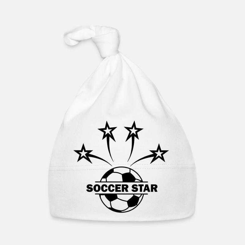 Fußballstar mit vier Sternen und einer Aussparung Baby Bio-Mütze