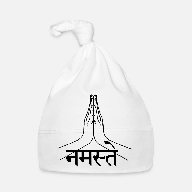 Namaste Sanskrit écrit mains Bonnet bio Bébé