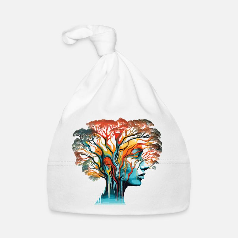 Optische Täuschung Kopf-Baum - Baby Bio-Mütze - Weiß