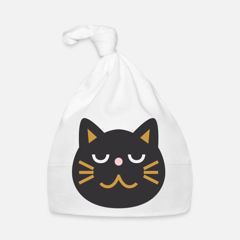 Japanisches Katzengesicht L Schwarz Baby Bio-Mütze