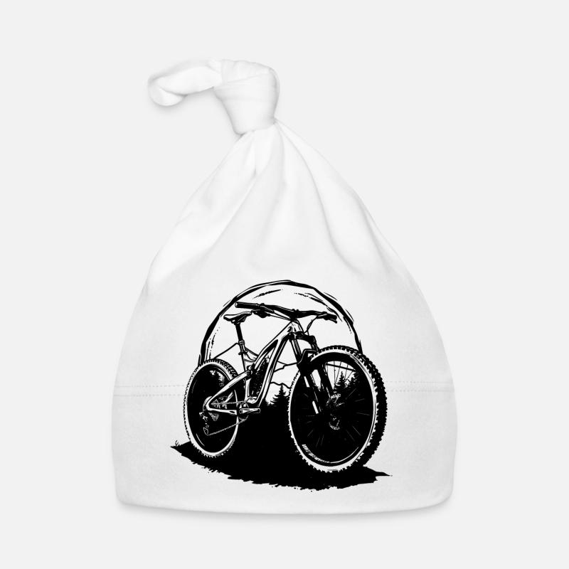 Mountain Biking Drawing Organic Baby Cap