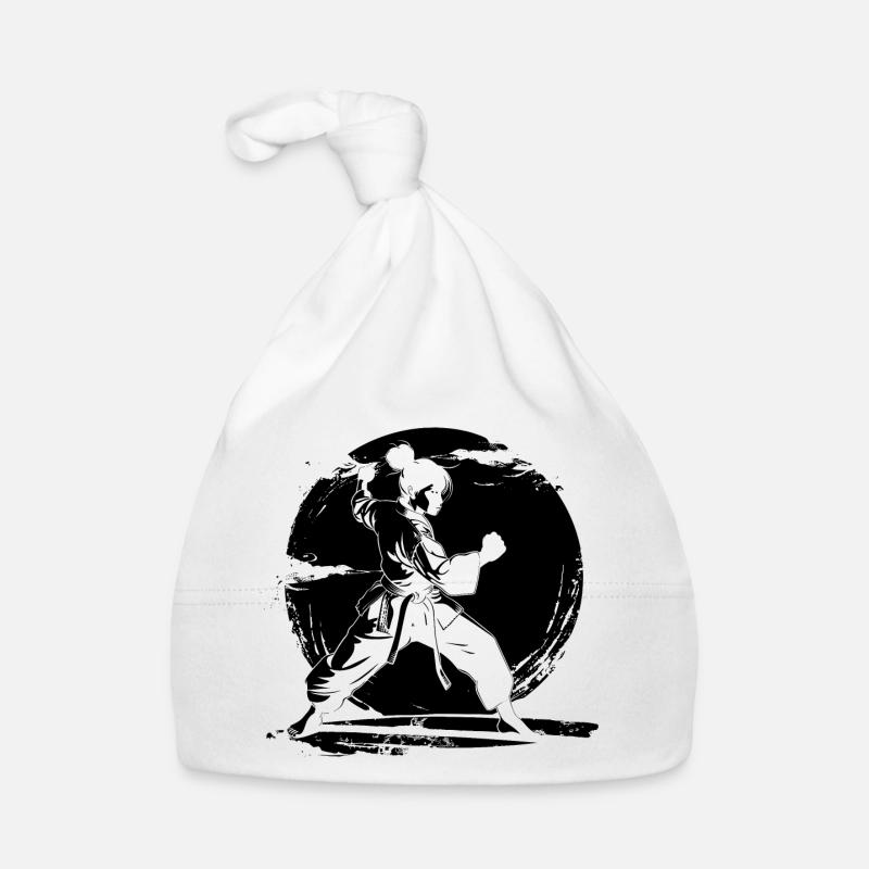 Karate Mädchen Skizze Baby Bio-Mütze