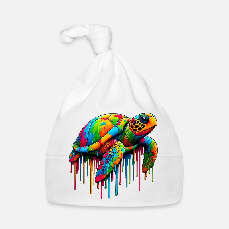 Schildkröte - Baby Bio-Mütze - Weiß