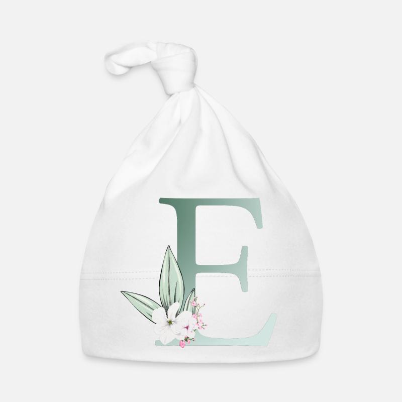 E Monogram, Floral, Personnalisable Bonnet bio Bébé