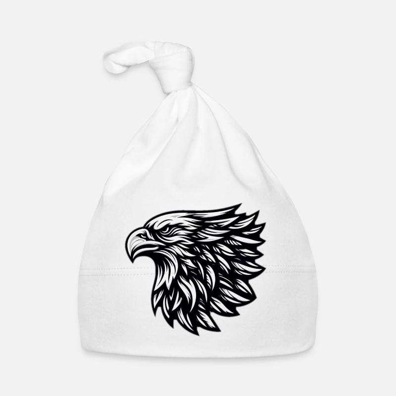 Tête d’aigle Noir Blanc Bonnet bio Bébé
