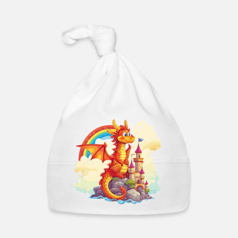 dragon château arc-en-ciel mignon mignon enfantin Bonnet bio Bébé