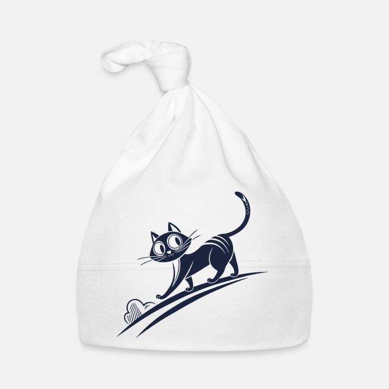 Curious cat in curved line Organic Baby Cap
