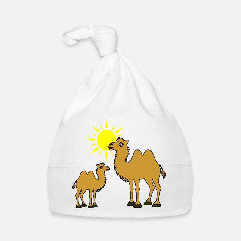 Mère et bébé chameau avec soleil Bonnet bio Bébé