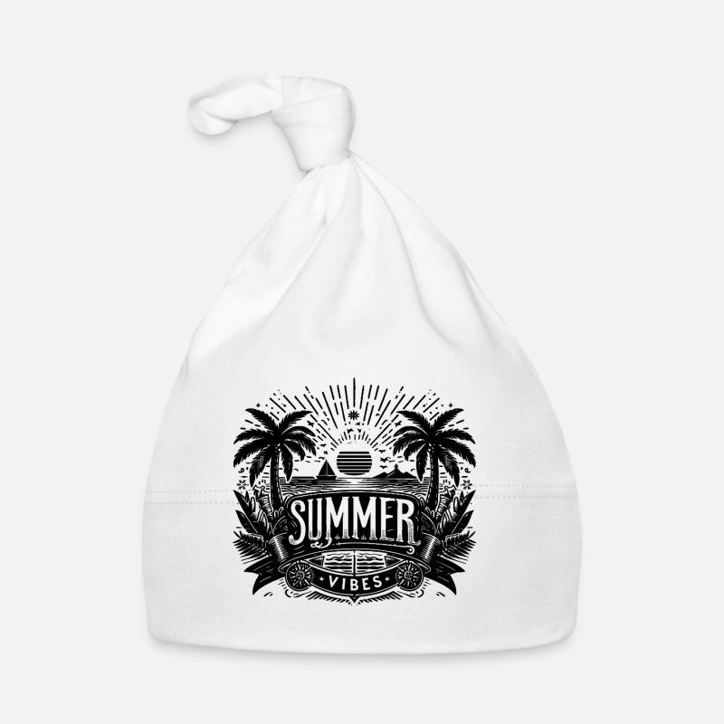 SUMMER Vibes, Beach Design - Baby Bio-Mütze - Weiß