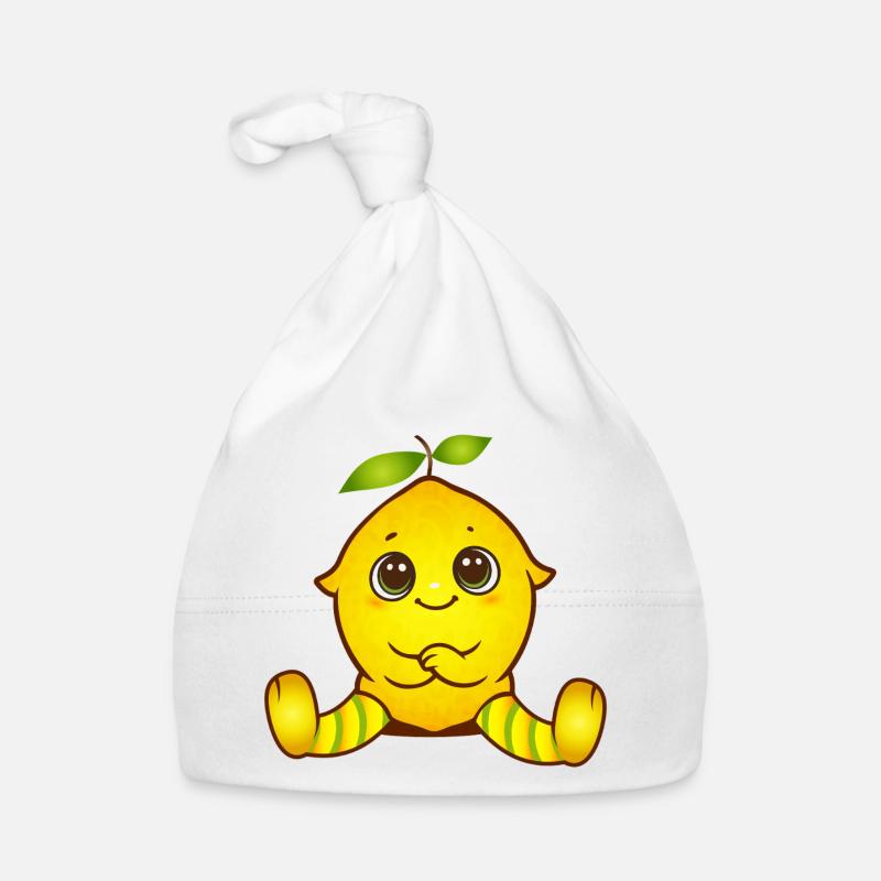 Happy lemon as a cute kawaii figure Organic Baby Cap