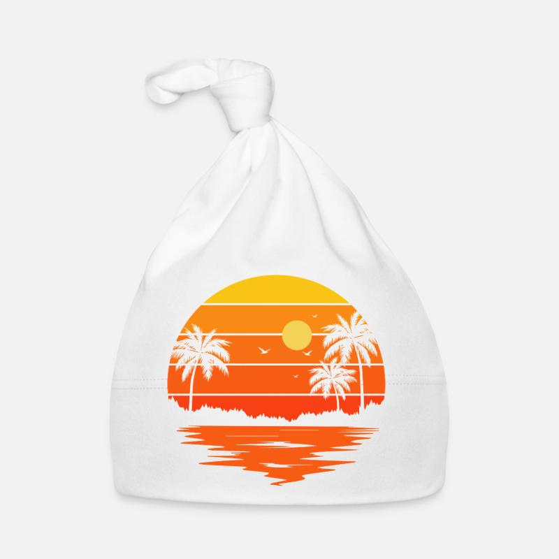 Coucher de soleil tropical sur plage Bonnet bio Bébé