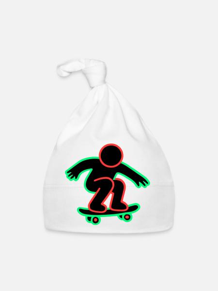 Neon Skateboarder Line Art - Organic Baby Cap - white - Front