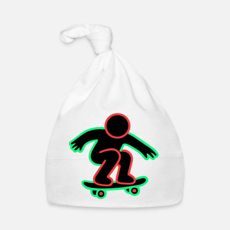 Neon Skateboarder Line Art Organic Baby Cap