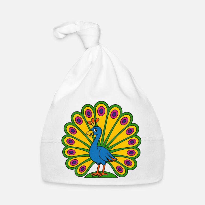 Vivid Peacock Fan Organic Baby Cap