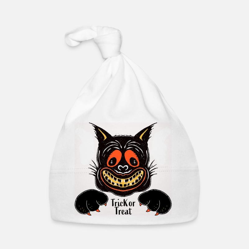 Chat souriant Halloween Bonnet bio Bébé