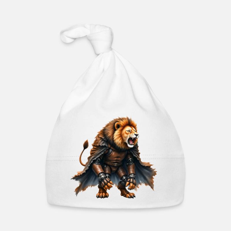Lion Warrior with Armor and Cape Organic Baby Cap