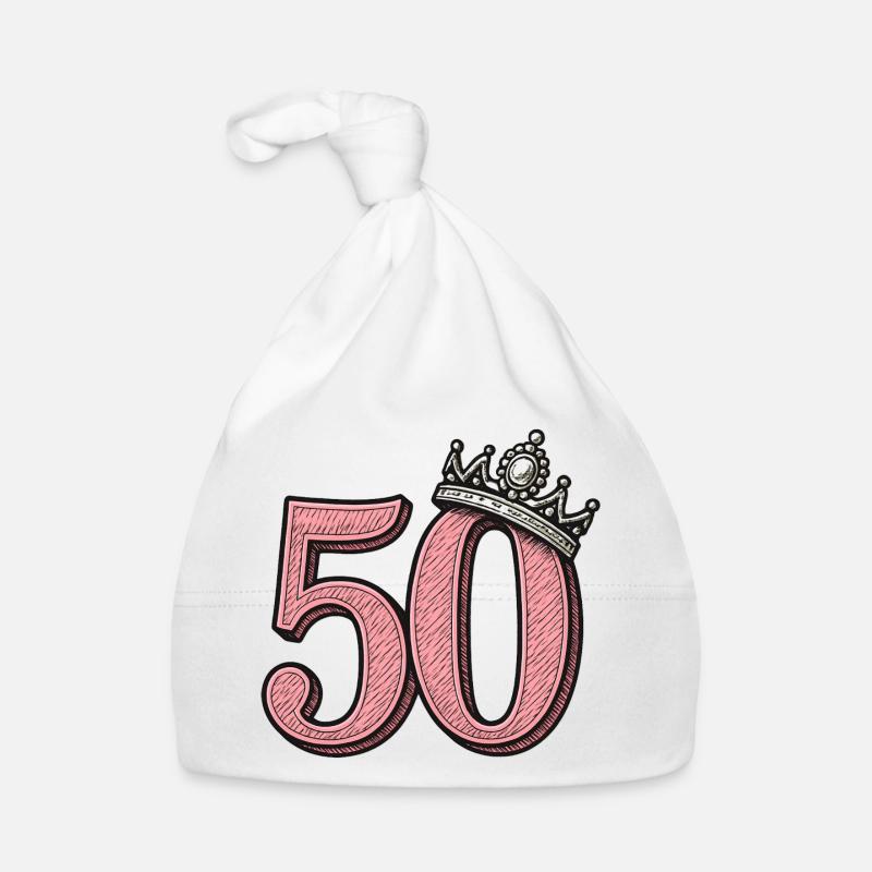 Pinke 50 mit Krone – Süßes Geburtstagsdesign Baby Bio-Mütze