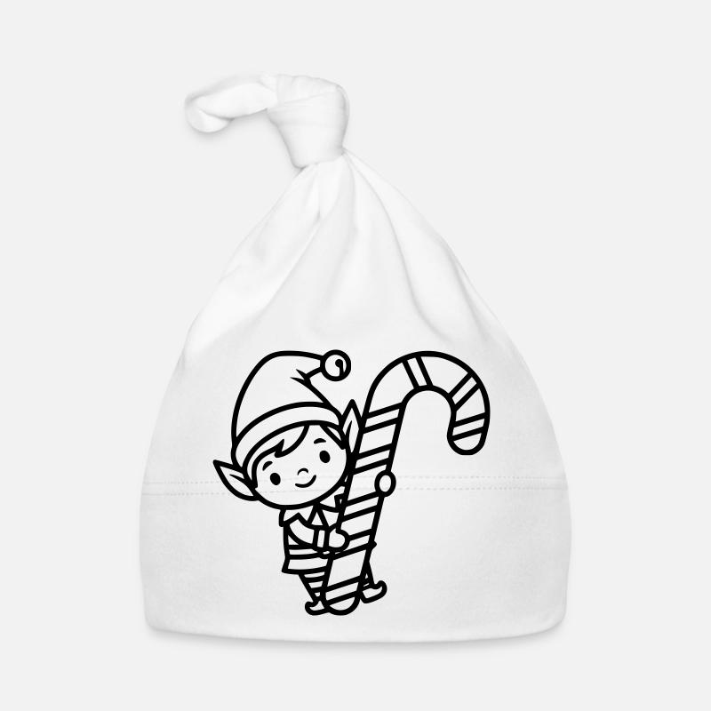 Mignon elfe de Noël avec canne à sucre Bonnet bio Bébé
