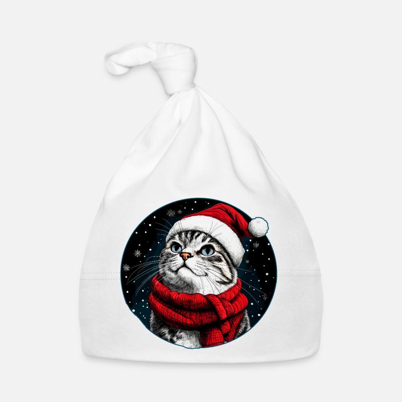 Chats Noël / Père Noël Chat Bonnet bio Bébé